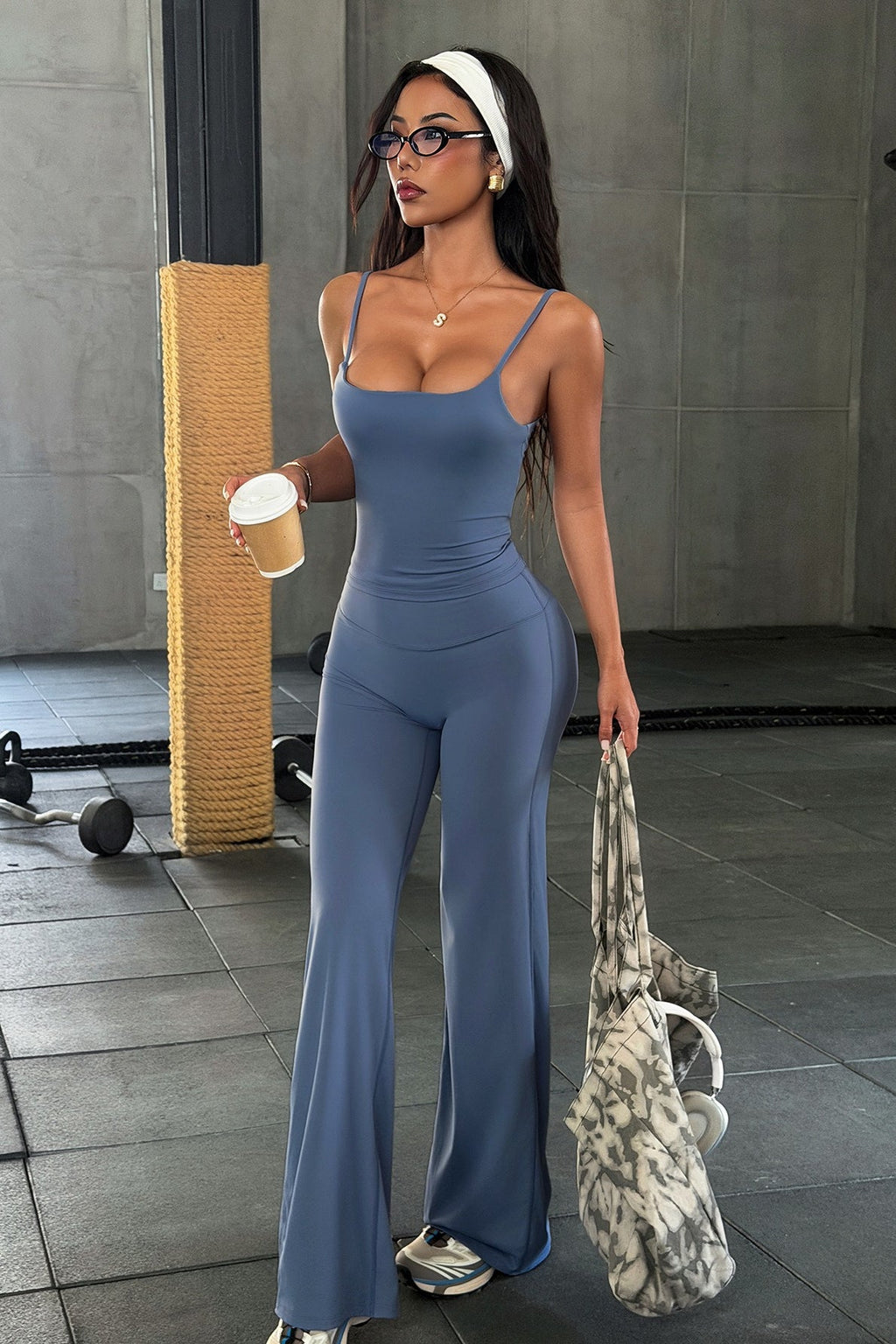 High Waist Flared Spaghetti Strap Pants Set