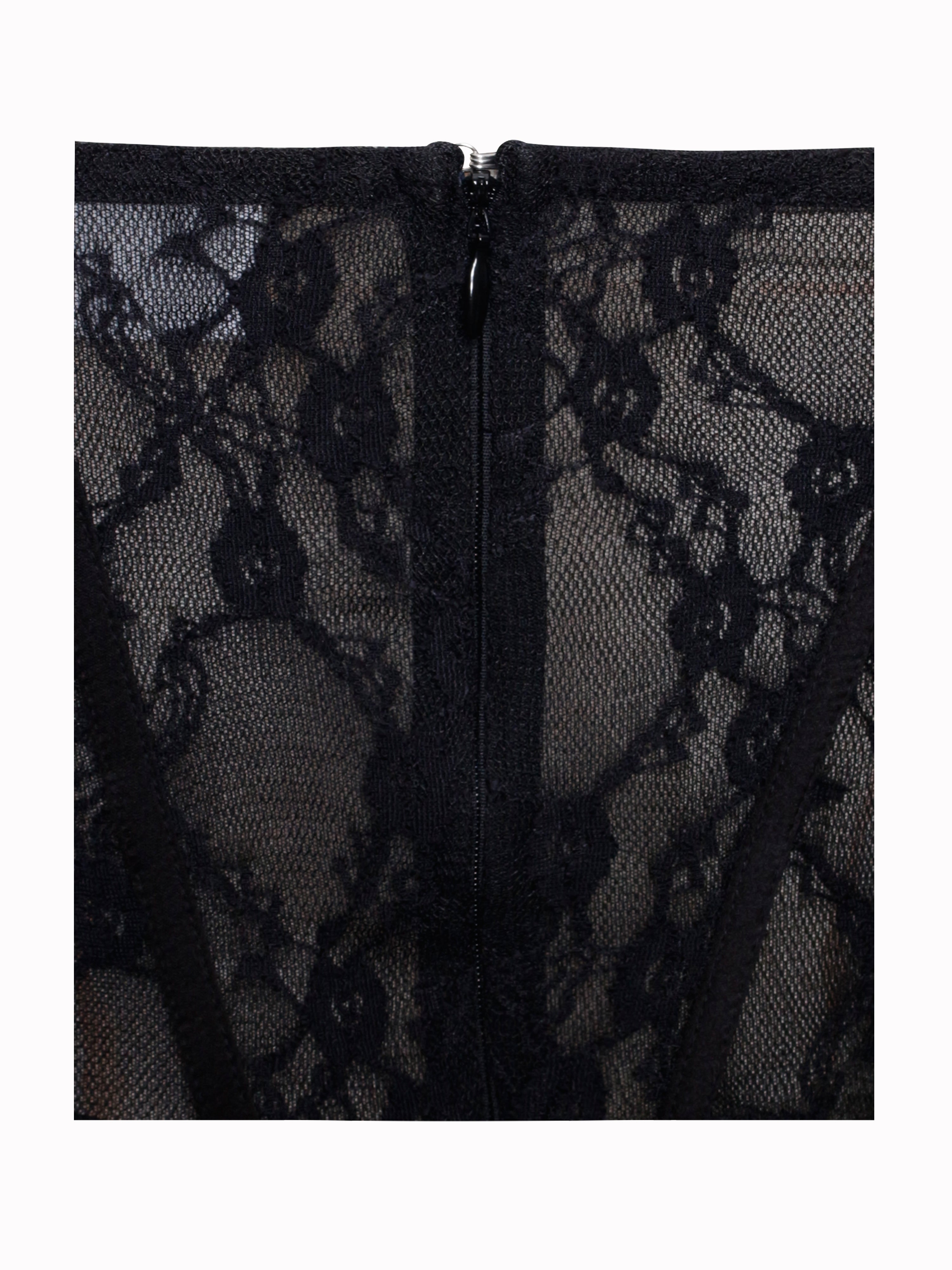 Quennell Negro Encaje Encantador Corsé Vestido Maxi