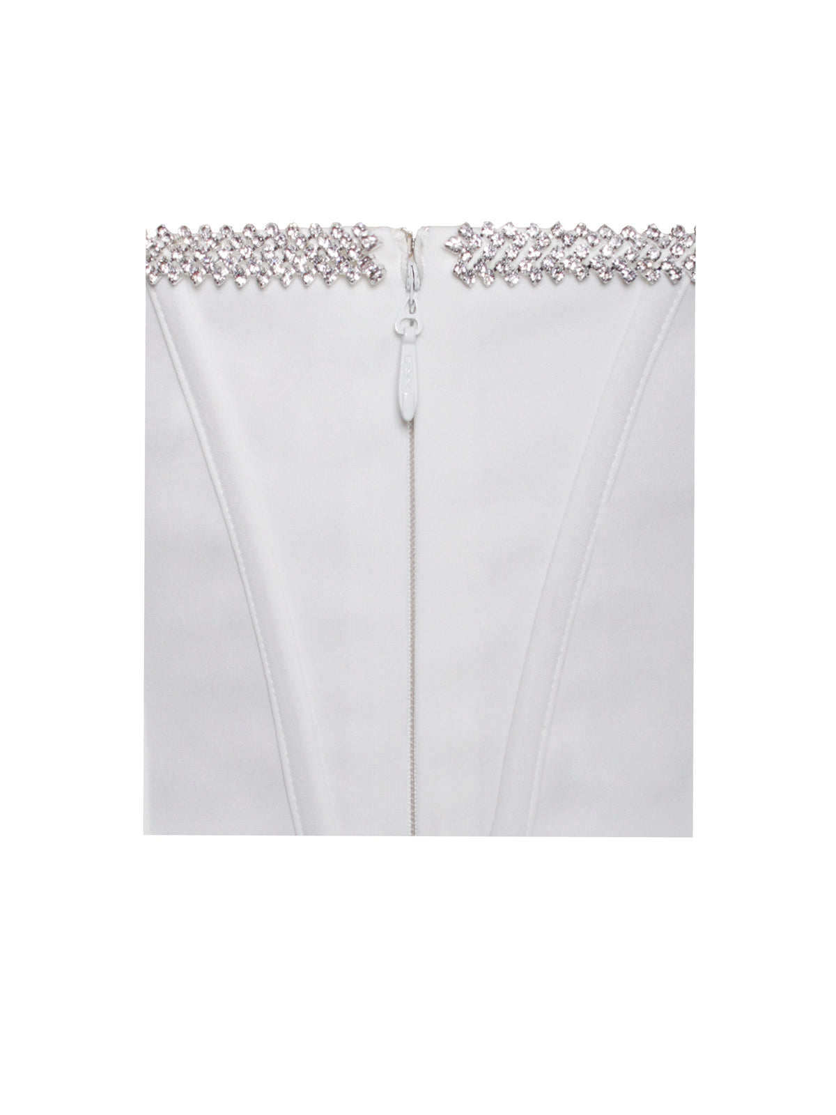 Vestido Corset Annika Blanco Off Shoulder con Manga Larga y Detalle de Cristales