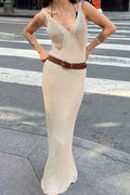 Hollow Sheer Knit Maxi Vacation Dress
