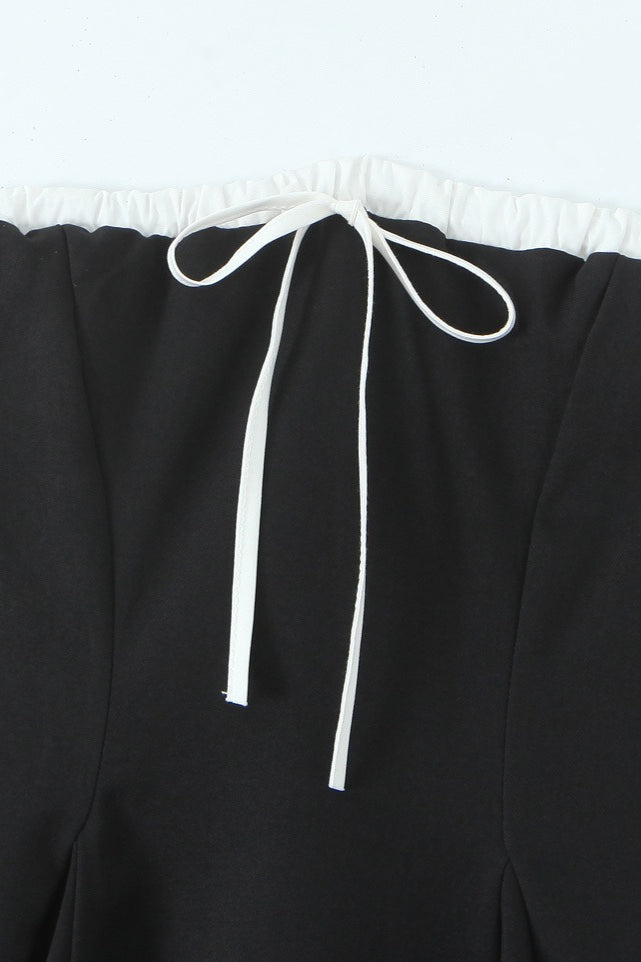 Bustier de Contraste Con Cordones Espalda Vestido de Cóctel