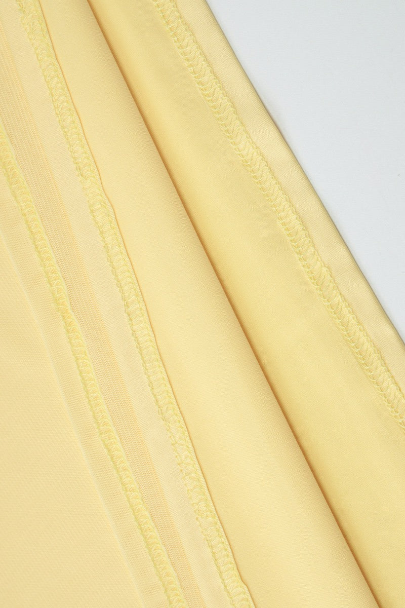 Yellow V Neck Slim Fit Vacation Dress