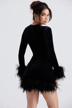 De Punto Peludo Puño Bajo Vestido de Cóctel