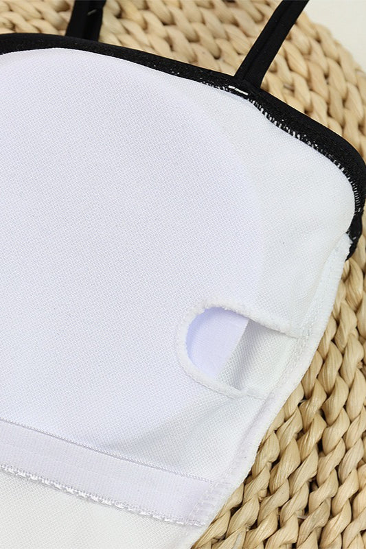Minimalist Black White One Piece Swimwear