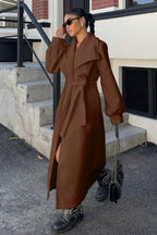 Brown wool coat with oversized lapels
