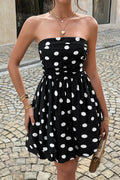 Vintage Polka Dot Strapless Mini Dress