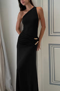 Sexy Espalda Descubierta Detalle Metálico Ajustado Vestido Maxi