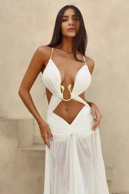 Mesh Hollow Out Boho Dress