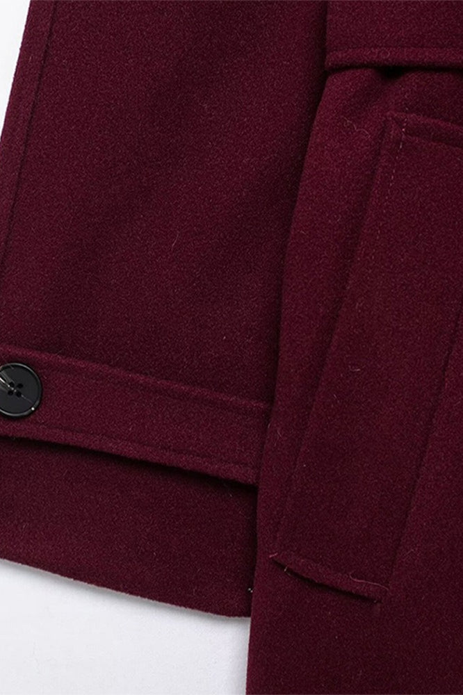 Double Breasted Belted Wool Trench Overcoat
