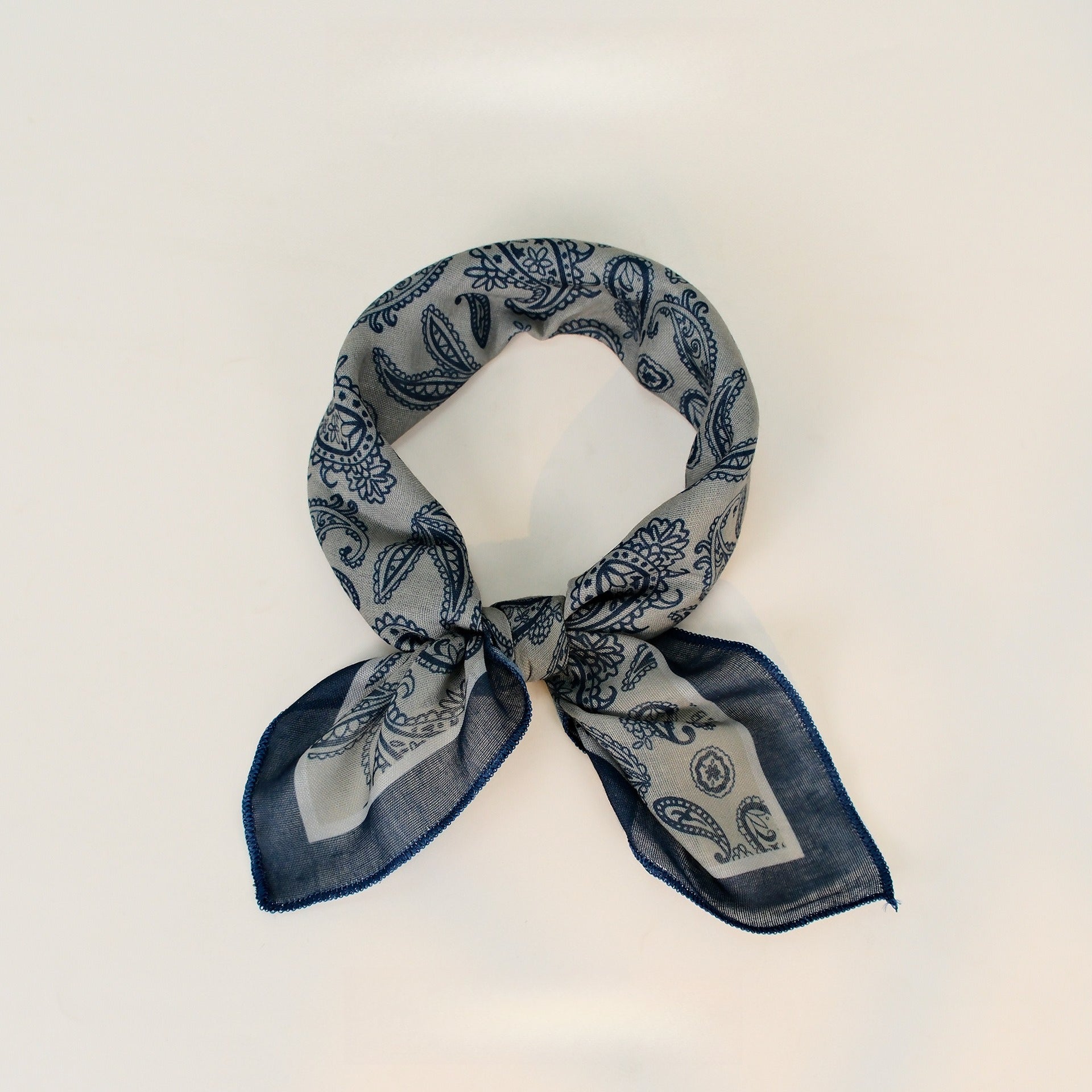 Paisley Faux Linen Square Hair Neck Sun Scarf