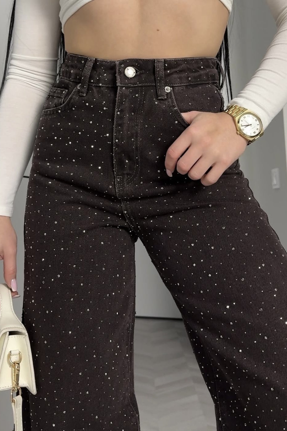Street Rhinestone Loose Casual Jeans