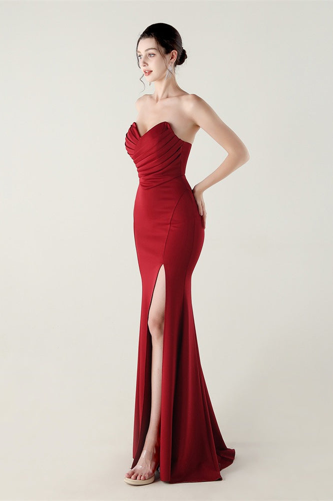 Sin Tirantes Escote Corazón Plisado Vestido de Fiesta