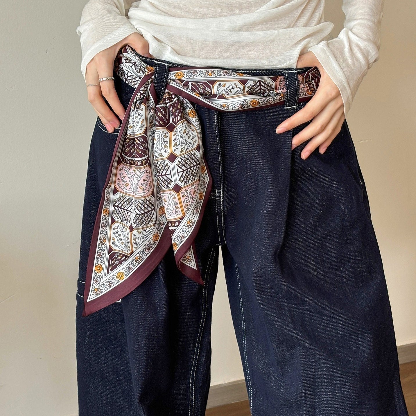 Paisley Long Ribbon Retro Neck Waist Scarf