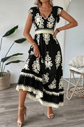 Boho Contrast Embroidered Maxi Dress