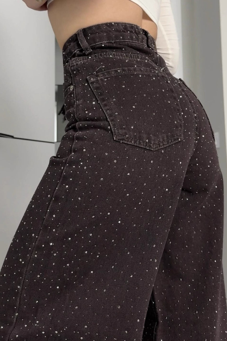 Street Rhinestone Loose Casual Jeans