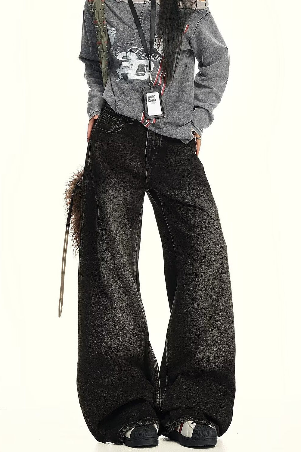 Casual Washed Distressed Relaxed Straight Jeans