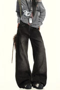 Casual Washed Distressed Relaxed Straight Jeans