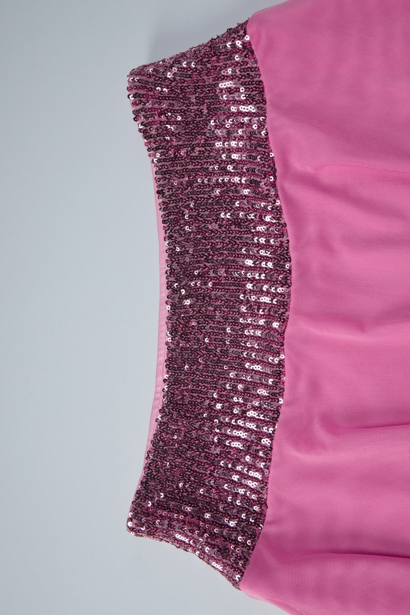 Sequin Patchwork Backless Cami Skirt Set
