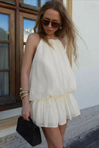 Elegante conjunto de falda ajustada de Tencel con cuello halter