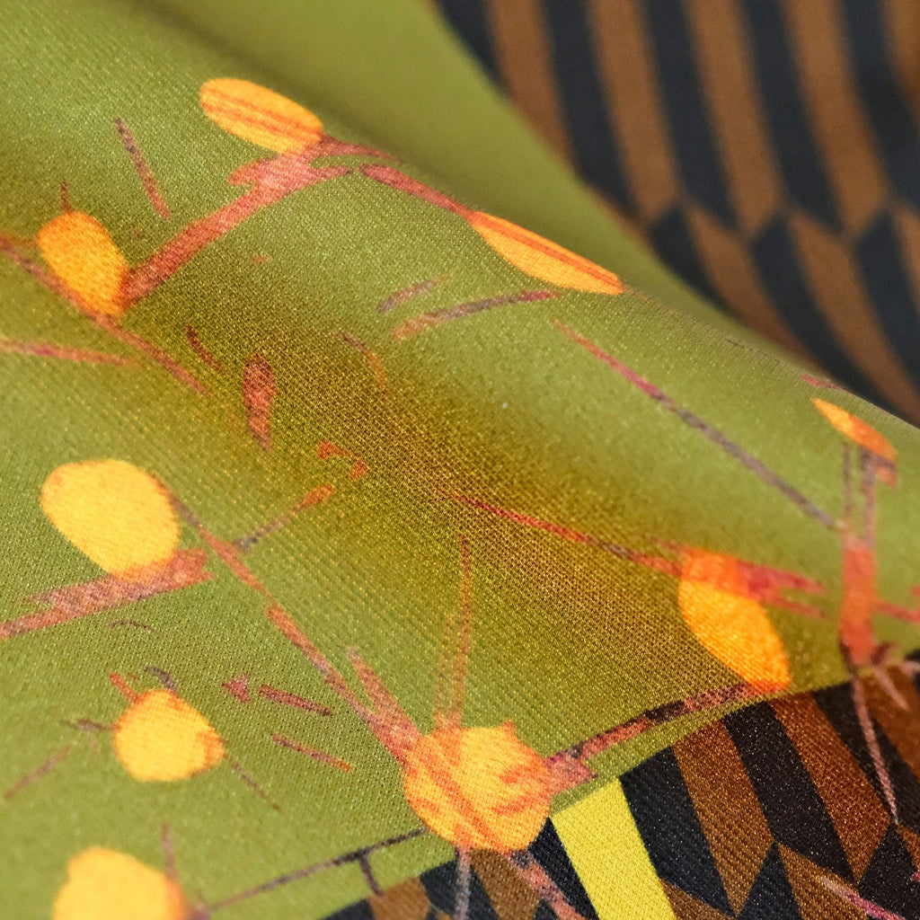 Brown Abstract Print Slanted Edge Long Neck Scarf
