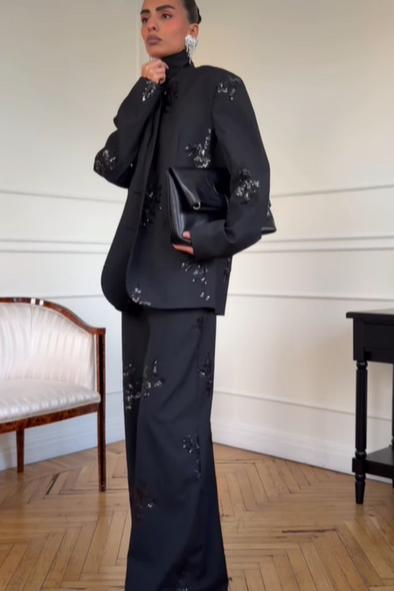 Embroidered Two Piece Blazer Pants Set