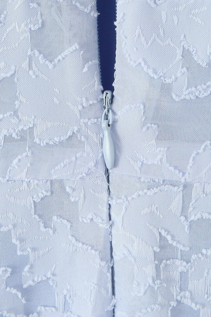 Romántico Azul Halter Jacquard Vestido de Fiesta