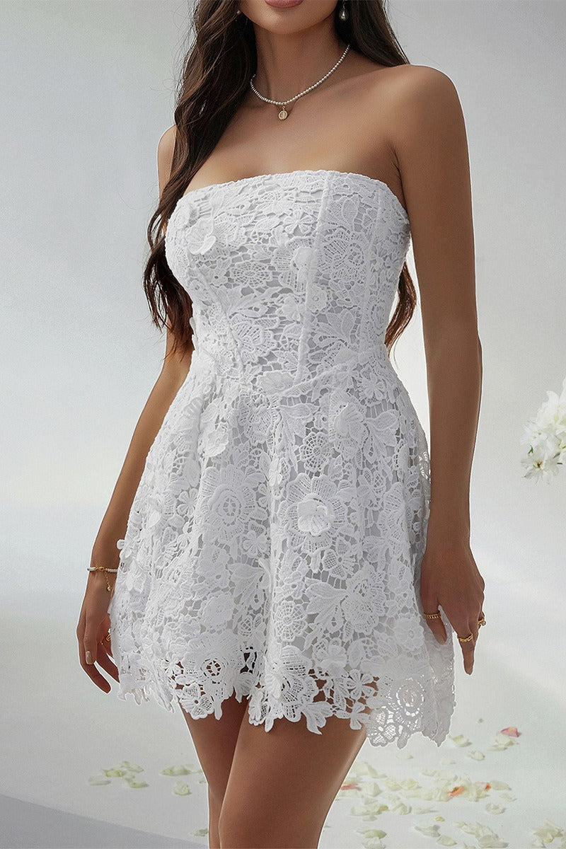 Liso Bustier Bordado Vestido de Cóctel