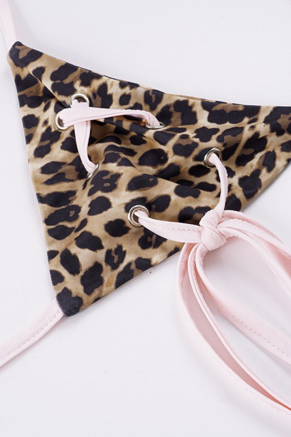 Leopard Print Halter Tie Low Rise Two Piece Swim Set