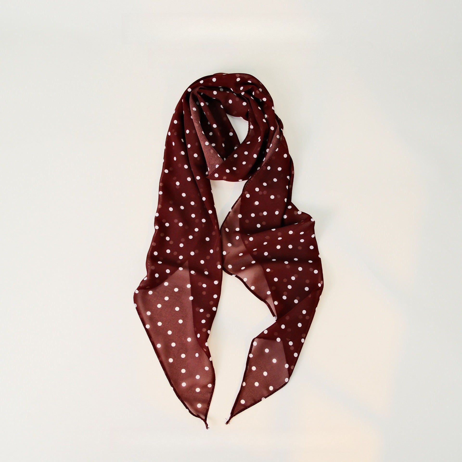 Polka Dot Pearl Chiffon Long Thin Scarf