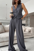 Tailored Gray Two Piece Vest Pants Set