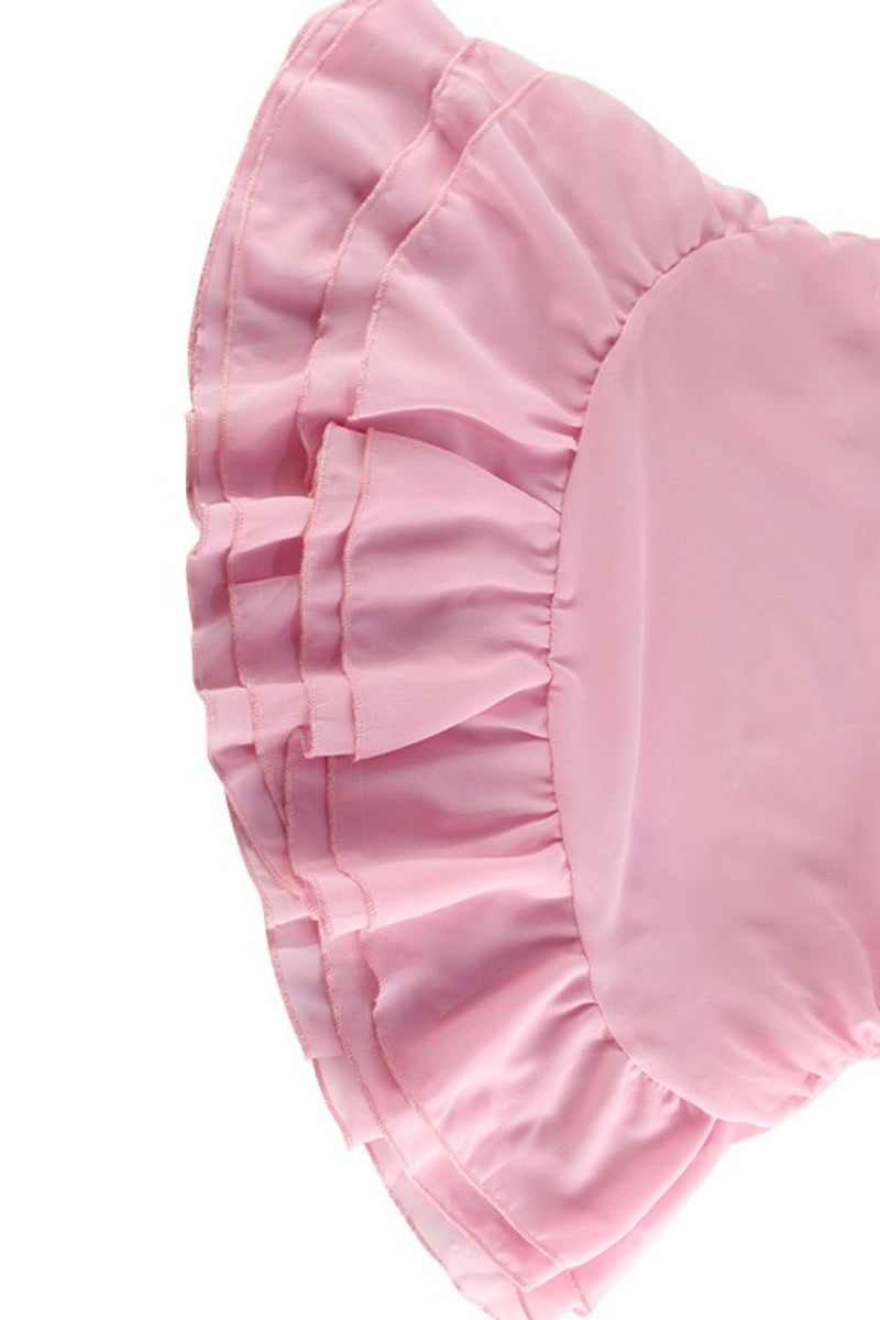 Manga Obispo Hombros Descubiertos Conjunto de Blusa y Falda con Volantes en Capas
