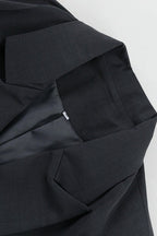 Conjunto de blazer holgado con solapa en V y pantalones de pierna ancha