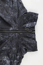 Conjunto de top corto sexy con cremallera frontal y pantalones acampanados