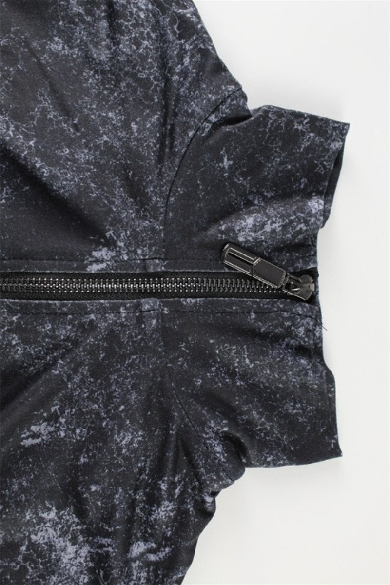 Sexy Zip Front Crop Top Flared Pants Set