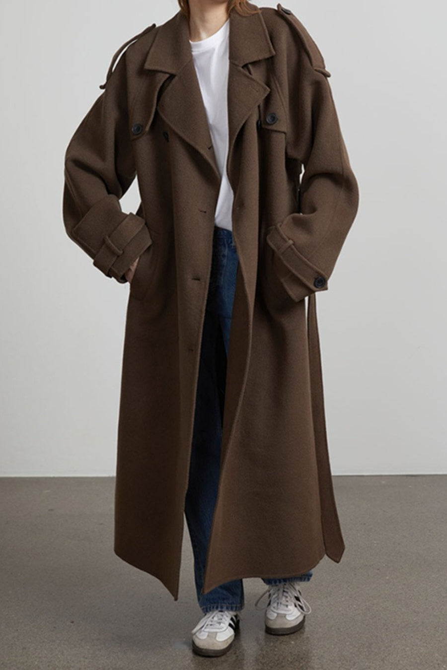 Solid Color Long Sleeve Trench Overcoat