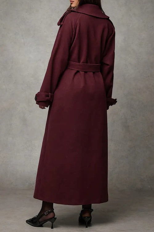 Wool blend coat with long notched lapels