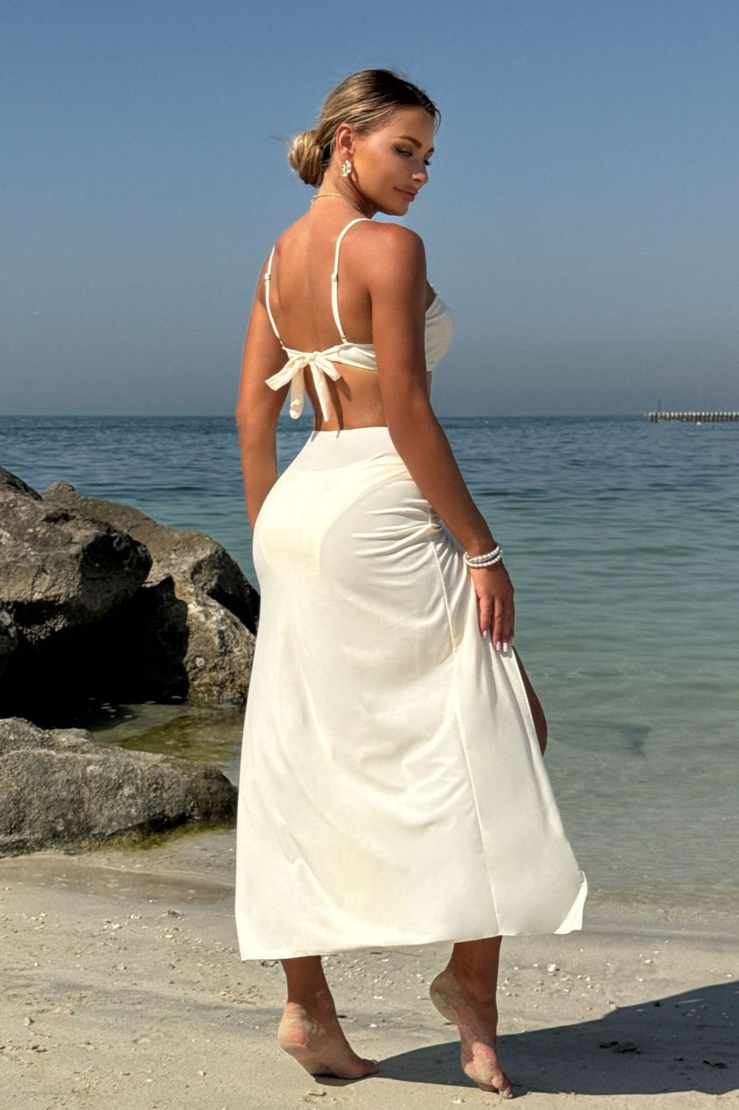 Mesh Long Skirt Beach Three Piece Swim Set
