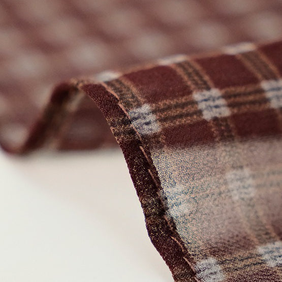 Brown Vintage Plaid Long Lightweight Neck Scarf