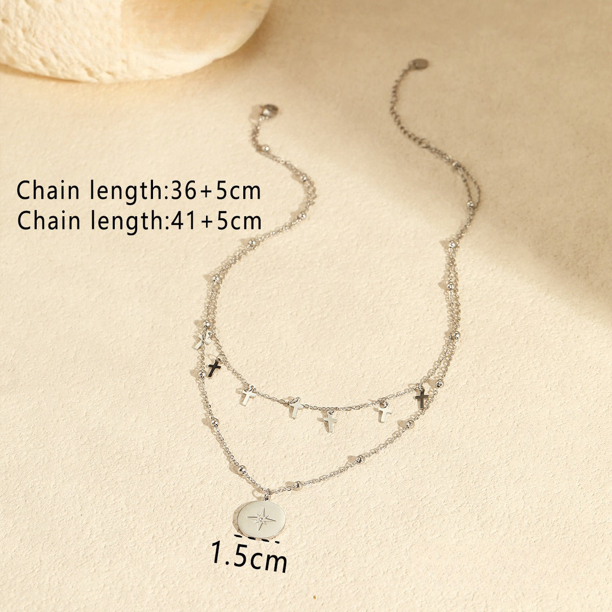 Vintage Double Strand Colgante de Cruz Collar
