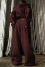 Cropped Zip Hoodie Wide Leg Jogger Set