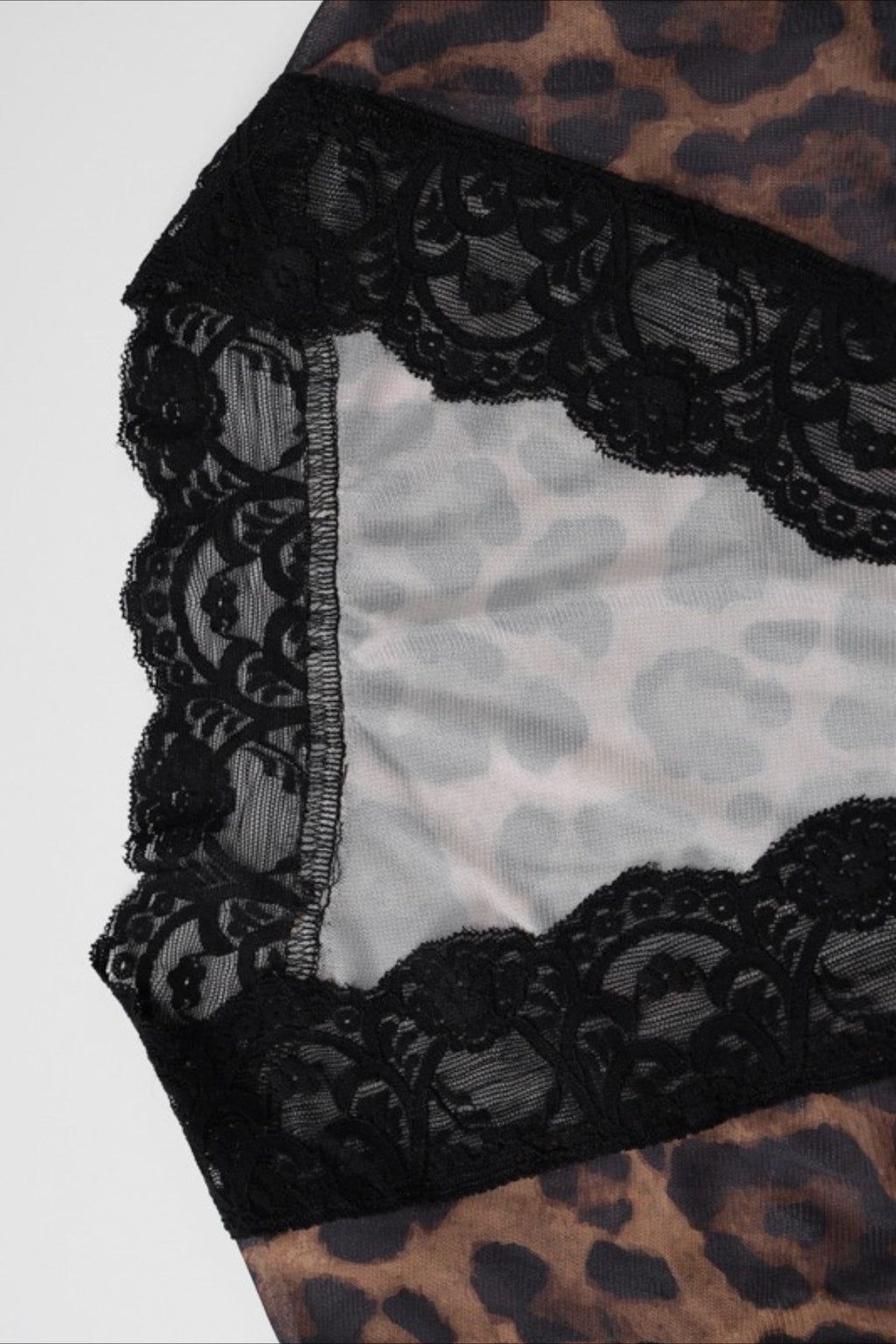 Printed Mesh Lace Trim Button Front Blouse