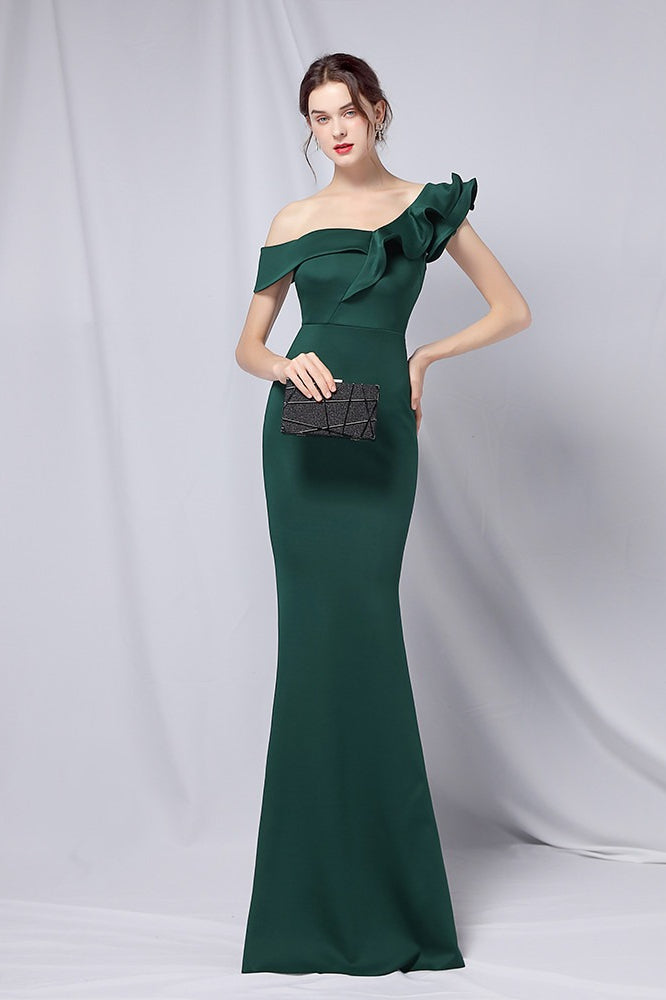 Hombros Descubiertos Sirena Vestido Maxi de Fiesta