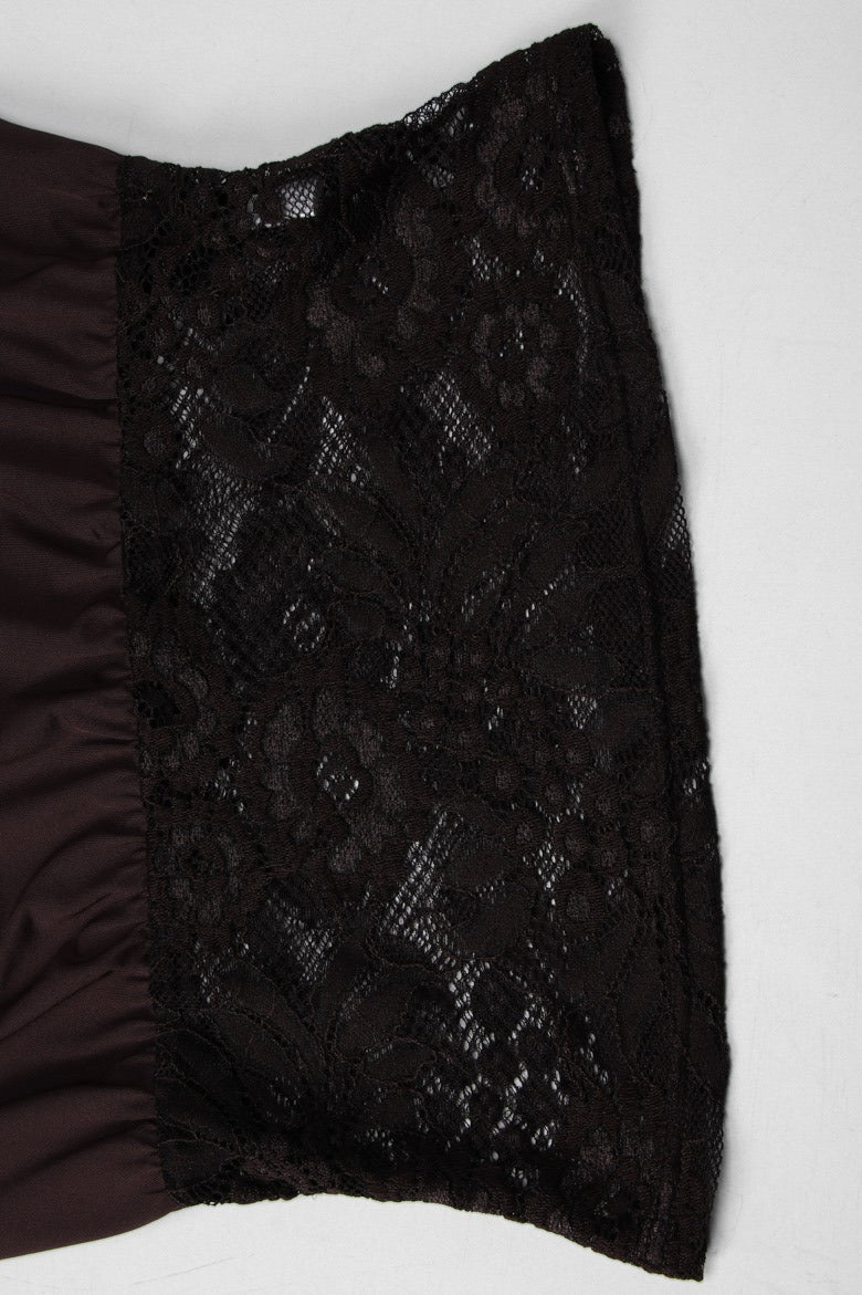 Black Lace Patchwork Sleeveless Slim Crop Top