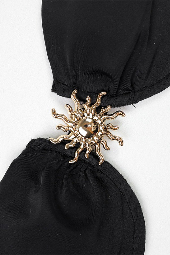Solid Bra Style Cutout Three Piece Swim Set