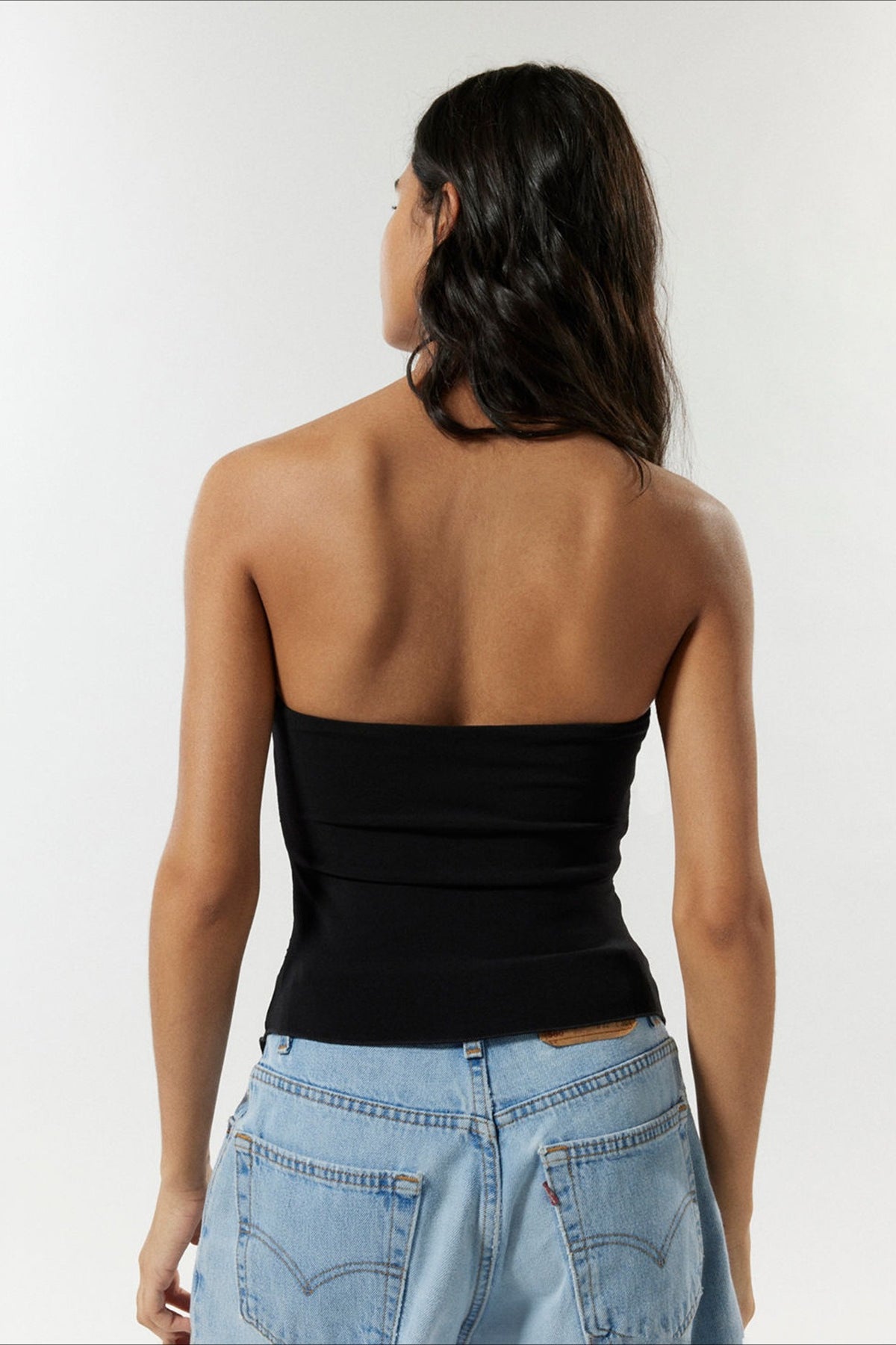 Tie Dye Strapless Asymmetric Tube Top
