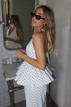 Sexy Polka Dot Halter Wide Leg Pants Set