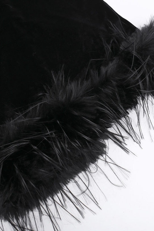 Con Textura Terciopelo Peludo Con Detalle de Vestido de Cóctel