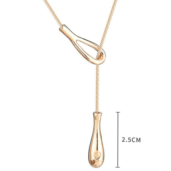 Largo Lágrima Pendant Slide Con Cadena Lariat Collar
