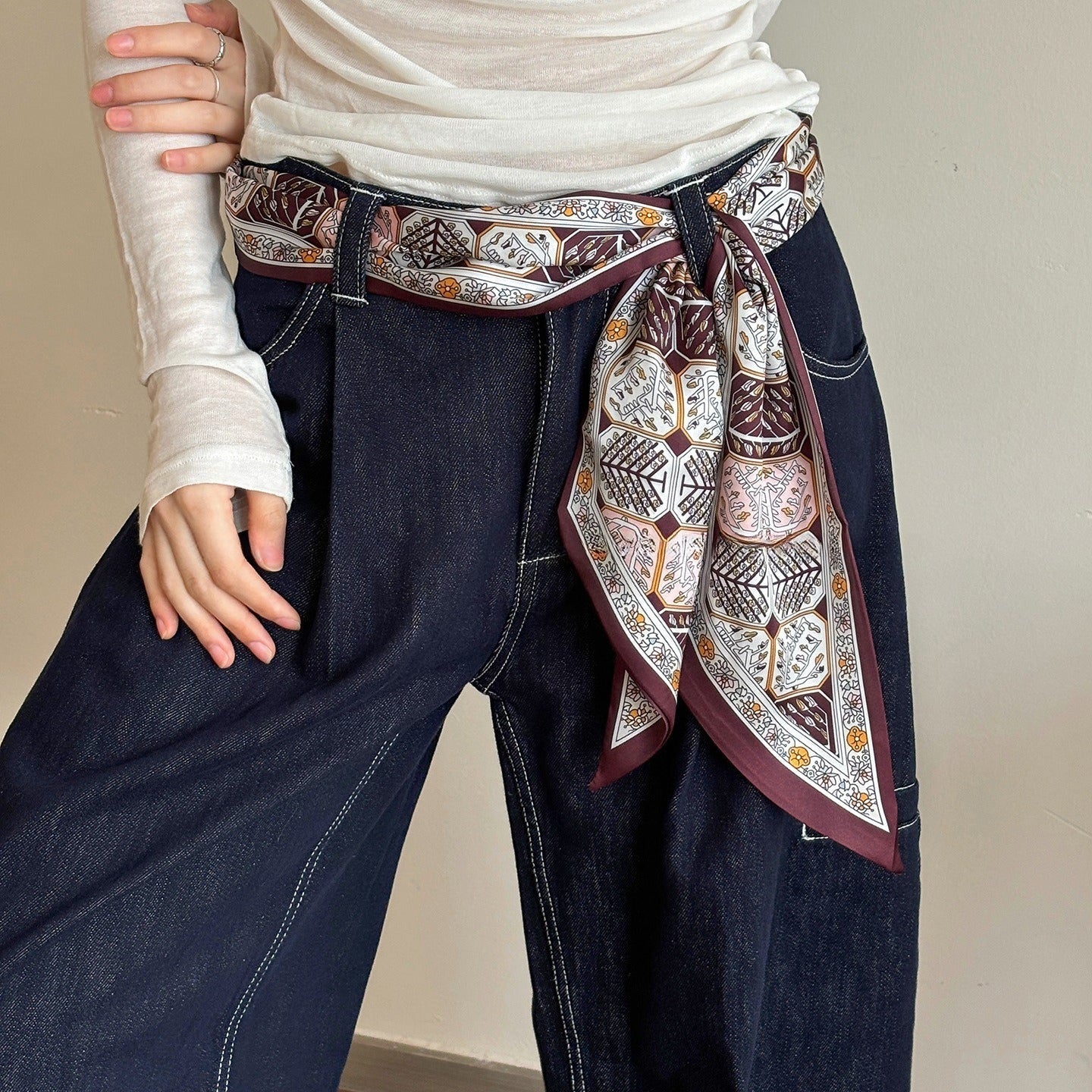 Paisley Long Ribbon Retro Neck Waist Scarf