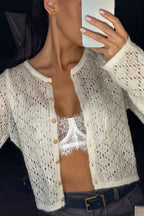 Delicate Crochet Button Front Cardigan